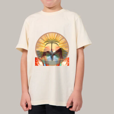 Tropical Flamingo Heart Sunset Merch - Kids Simple Tee Thumbnail