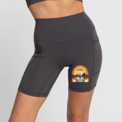 Tropical Flamingo Heart Sunset Merch - Bike Short 2.0 - Charcoal Thumbnail