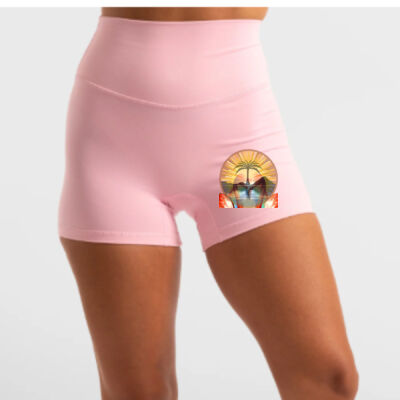 Tropical Flamingo Heart Sunset Merch - Hi-Rise Short 2.0 - Baby Pink Thumbnail
