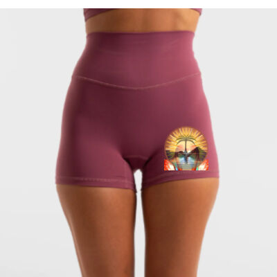 Tropical Flamingo Heart Sunset Merch - Hi-Rise Short 2.0 - Merlot Thumbnail
