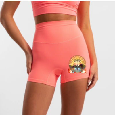 Tropical Flamingo Heart Sunset Merch - Hi-Rise Short 2.0 - Bright Pink Thumbnail