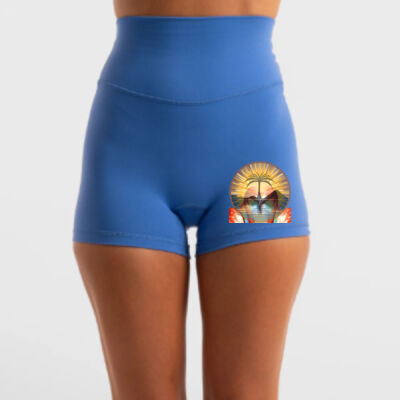 Tropical Flamingo Heart Sunset Merch -   Hi-Rise Short 2.0 - Electric Blue Thumbnail