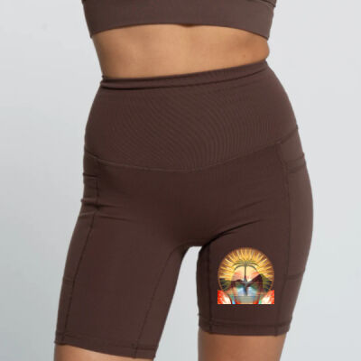 Tropical Flamingo Heart Sunset Merch - Bike Short 2.0 - French Roast Thumbnail