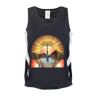Tropical Flamingo Heart Sunset Merch - Kids Accelerator Cool-Dry Singlet Thumbnail