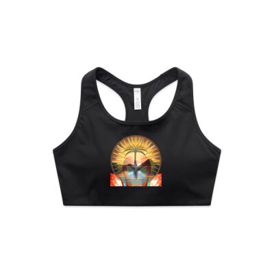 Tropical Flamingo Heart Sunset Merch - Active Bra Top Thumbnail