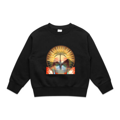 Tropical Flamingo Heart Sunset Merch - Kids Relax Crew  Thumbnail