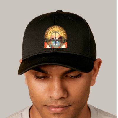 Tropical Flamingo Heart Sunset Merch - Recycled Sports Hat Thumbnail