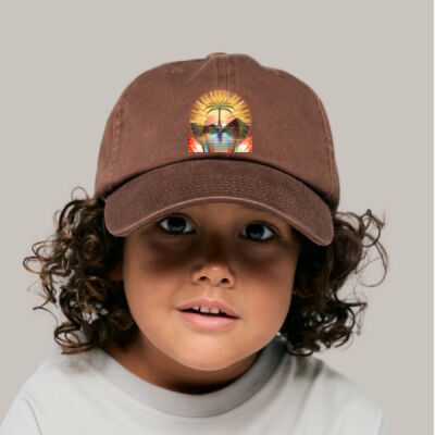Tropical Flamingo Heart Sunset Merch - Kids Dad Cap - Organic Thumbnail
