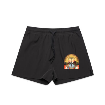Tropical Flamingo Heart Sunset Merch - Wo's Active Shorts Thumbnail