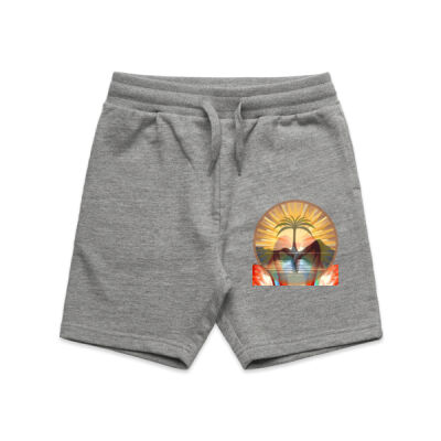 Tropical Flamingo Heart Sunset Merch - Youth Stadium Shorts Thumbnail