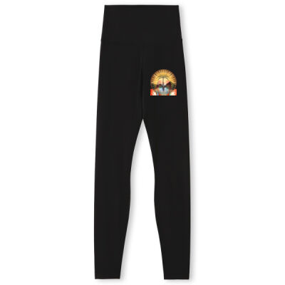 Tropical Flamingo Heart Sunset Merch - Womens High Rise full length leggings Thumbnail