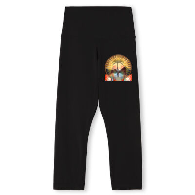 Tropical Flamingo Heart Sunset Merch - Womens High-rise 3/4 Leggings Thumbnail