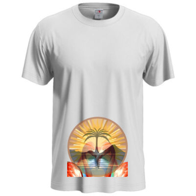 Tropical Flamingo Heart Sunset Merch - Stedman Classic Tee Thumbnail