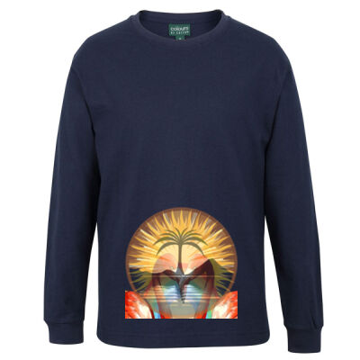 Tropical Flamingo Heart Sunset Merch - Long Sleeve Tee Thumbnail