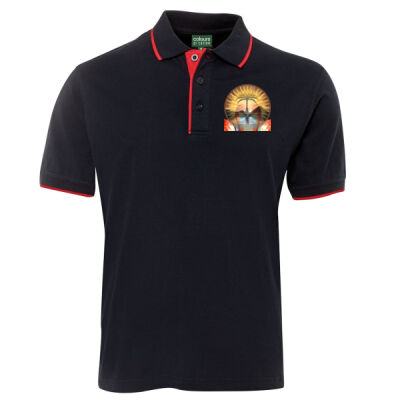 Tropical Flamingo Heart Sunset Merch - C OF C  TIPPING POLO Thumbnail