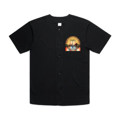 Tropical Flamingo Heart Sunset Merch - Mens Heavy Baseball Jersey Thumbnail