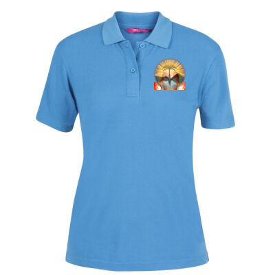 Tropical Flamingo Heart Sunset Merch - Ladies 210 Polo Thumbnail