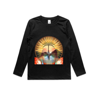 Tropical Flamingo Heart Sunset Merch - Youth Staple Longsleeve Tee Thumbnail
