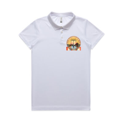 Tropical Flamingo Heart Sunset Merch - Wo's Active Work Polo Thumbnail