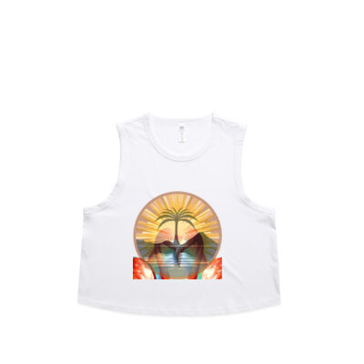 Tropical Flamingo Heart Sunset Merch - Wo's Martina Crop Tank Thumbnail