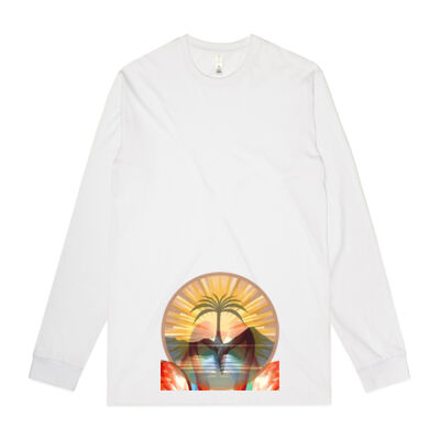 Tropical Flamingo Heart Sunset Merch - Mens Staple Organic L/S Tee Thumbnail