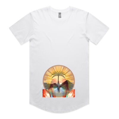 Tropical Flamingo Heart Sunset Merch - Mens Staple Curve Tee Thumbnail