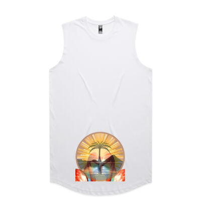 Tropical Flamingo Heart Sunset Merch - Mens Staple Curve Tank Thumbnail