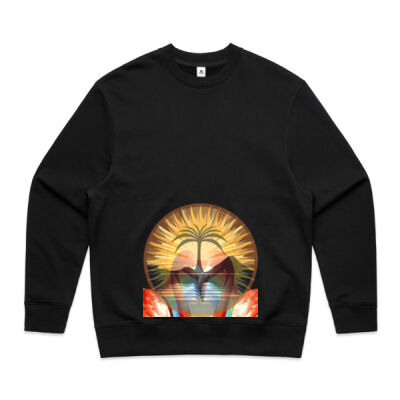 Tropical Flamingo Heart Sunset Merch - Mens Heavy Crew Thumbnail
