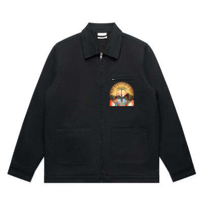 Tropical Flamingo Heart Sunset Merch - Mens Canvas Heavy Jacket Thumbnail