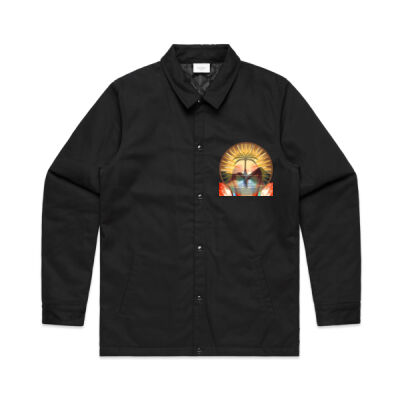 Tropical Flamingo Heart Sunset Merch - Mens Work Jacket Thumbnail