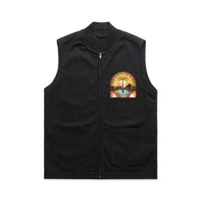 Tropical Flamingo Heart Sunset Merch - Mens Canvas Heavy Vest Thumbnail