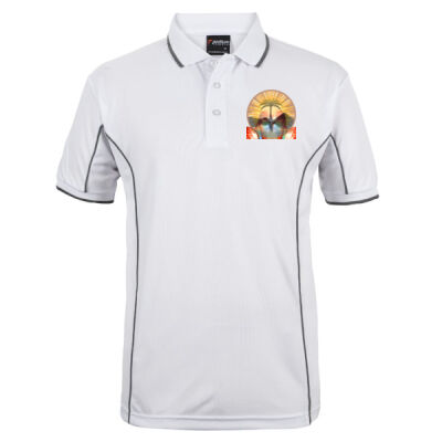 Tropical Flamingo Heart Sunset Merch - Podium S/S Piping Polo Thumbnail