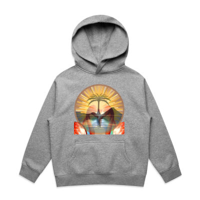Tropical Flamingo Heart Sunset Merch - Youth Relax Hood Thumbnail
