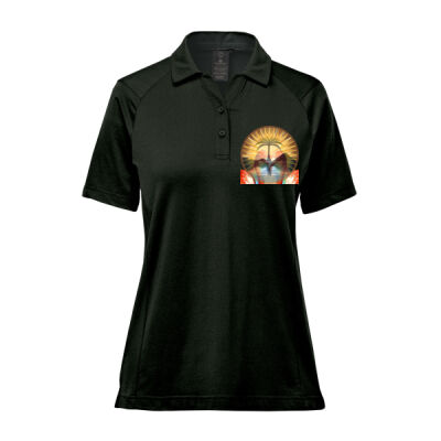 Tropical Flamingo Heart Sunset Merch - Women's Oasis Polo Thumbnail