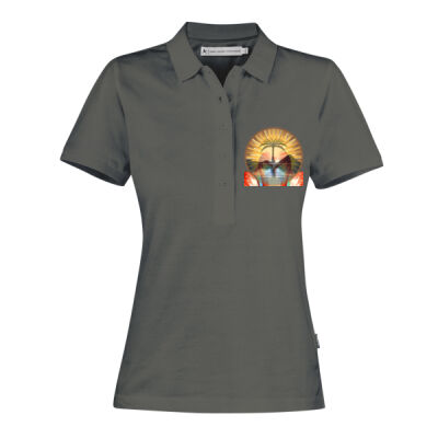 Tropical Flamingo Heart Sunset Merch - Neptune Women's Cotton Polo Thumbnail