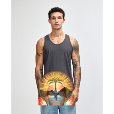 Tropical Flamingo Heart Sunset Merch - Fine Jersey Unisex Tank Thumbnail