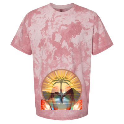 Tropical Flamingo Heart Sunset Merch - Heavyweight Color Blast Adult Short Sleeve T-Shirt Thumbnail