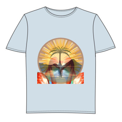 Tropical Flamingo Heart Sunset Merch - Heavyweight Youth T-Shirt Thumbnail