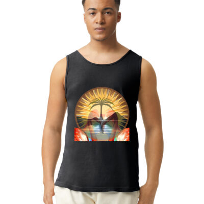 Tropical Flamingo Heart Sunset Merch - Heavyweight Adult Tank Thumbnail