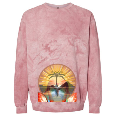 Tropical Flamingo Heart Sunset Merch -  Color Blast Adult Crewneck Sweatshirt Thumbnail