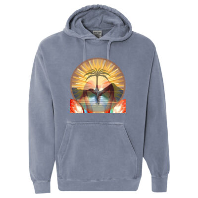 Tropical Flamingo Heart Sunset Merch -  Adult Pullover Hoodie Thumbnail