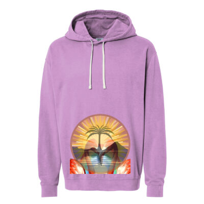 Tropical Flamingo Heart Sunset Merch - Lightweight Hooded Sweatshirt Thumbnail