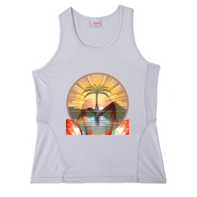 Tropical Flamingo Heart Sunset Merch - Prize Ladies Singlet Thumbnail