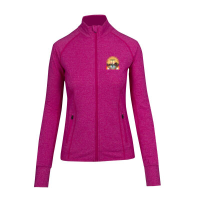 Tropical Flamingo Heart Sunset Merch - Womens Greatness Heather Jacket Thumbnail