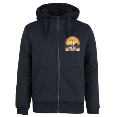 Tropical Flamingo Heart Sunset Merch - Premium Full Zip 670gsm Shepherd Hoodie Thumbnail