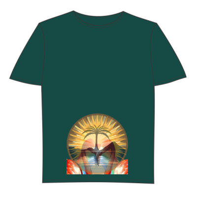 Tropical Flamingo Heart Sunset Merch - Unisex Adults Plain Cotton Tee Shirt Thumbnail