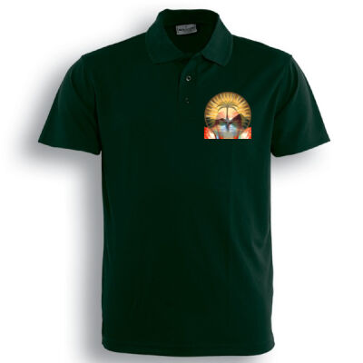 Tropical Flamingo Heart Sunset Merch - Men's Adults Basic Polo Thumbnail
