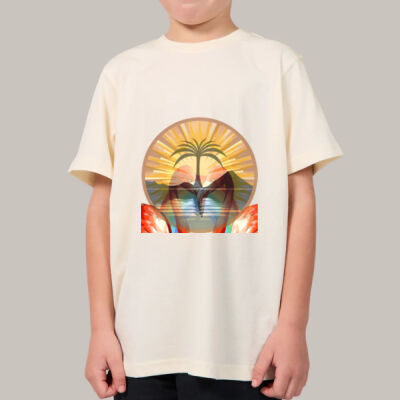 Tropical Flamingo Heart Sunset Merch - Youth Simple Tee Thumbnail