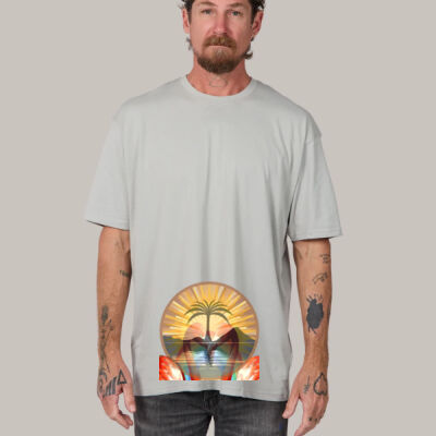 Tropical Flamingo Heart Sunset Merch - Simple Tee ORGANIC - UNISEX  Thumbnail