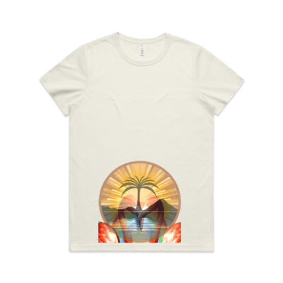 Tropical Flamingo Heart Sunset Merch - Wo's Maple Active Blend Tee Thumbnail